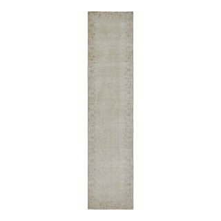 Vintage Overdyed Persian Runner Rug in Beige-Brown Open Field, From Rug & Kilim For Sale