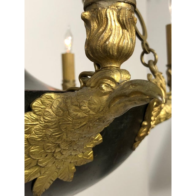 Early 19th Century Swedish Black & Gilt Bronze Eagle Empire Chandelier, Early 1800's For Sale - Image 5 of 11