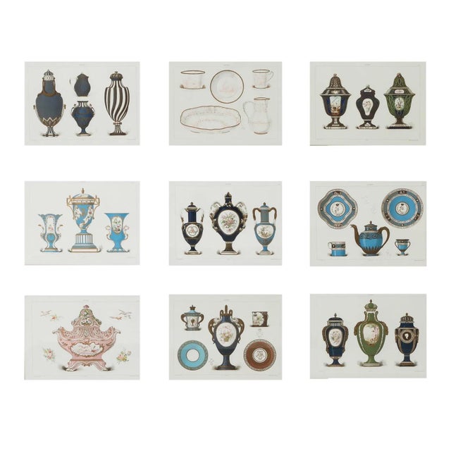 Printmaking Materials Set of 9 Edouard Garnier Framed Lithograph Prints of Sevres Porcelain For Sale - Image 7 of 8