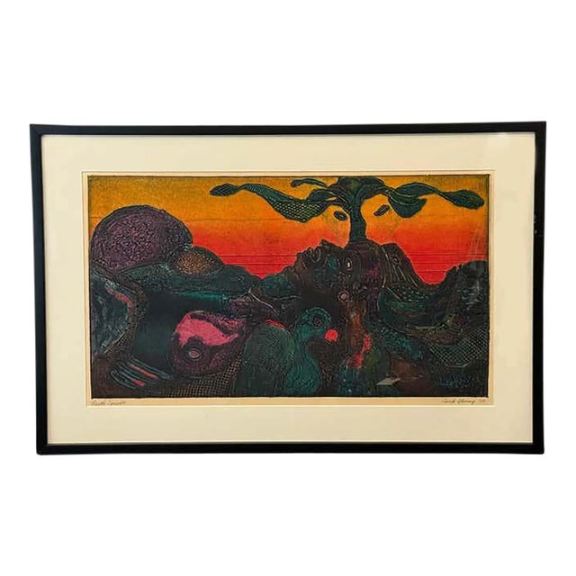 "Earth Spirits", Modern Green and Orange Acrylic Abstract by Mayo Beckford Young For Sale