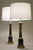 A bold and impressive matched pair of vintage Neoclassical Modern Brass & Marble stylized Corinthian Column table lamps...