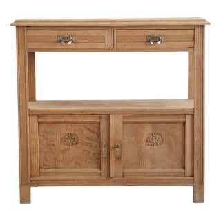 Vintage Country House Style Buffet with Wood Carvings and Shelves For Sale