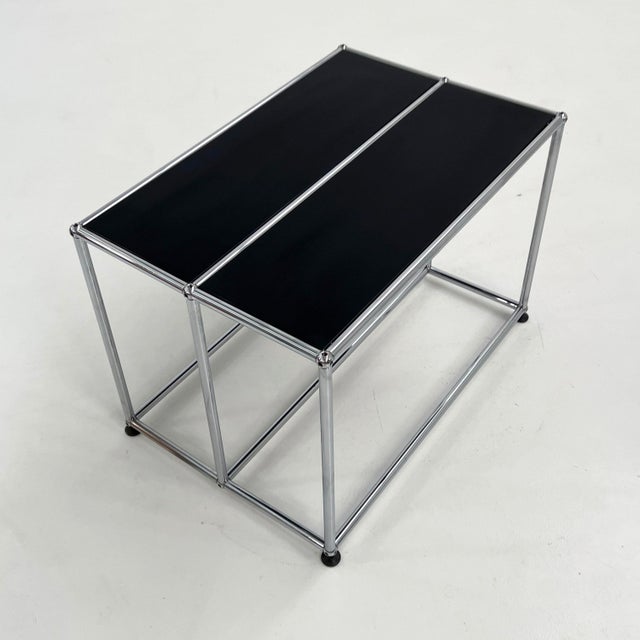 Postmodern Black Low Console Table by F. Haller & P. Schärer for USM Haller, 1980s For Sale - Image 3 of 9
