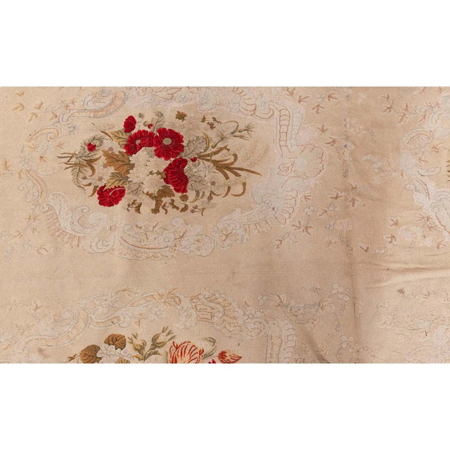 1880s Antique French Botanic Needlepoint Rug For Sale - Image 4 of 8