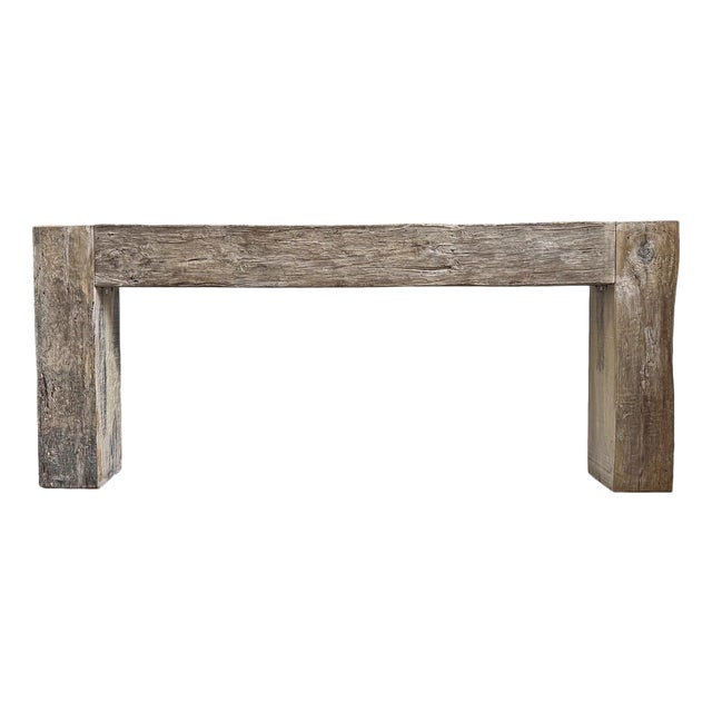 Rustic Salvaged Wood Beam Console Table For Sale