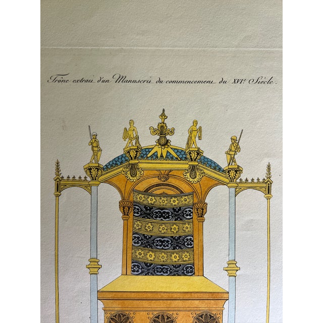 Mid 19th Century Etching Reproduction of a Throne From XVI Century by Nicolas Xavier Willemin For Sale - Image 4 of 5