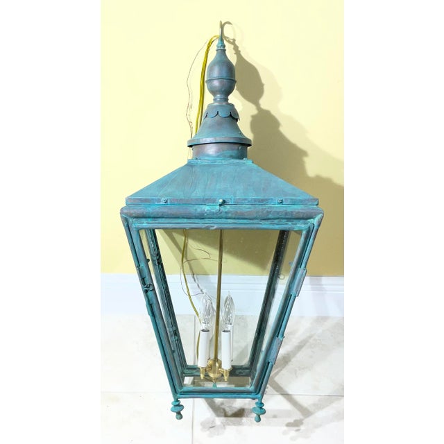 Antique Restored Street Light Converted to Hanging Lantern / Foyer Chandelier For Sale - Image 10 of 15