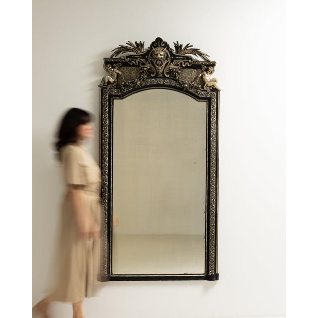 19th Century France Napoleon III Black Wood Full-length & Floor Mirrors For Sale - Image 4 of 10