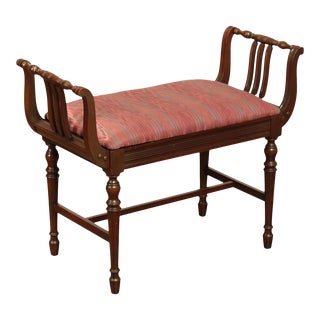 1930's English Regency Style Mahogany Vanity Bench For Sale
