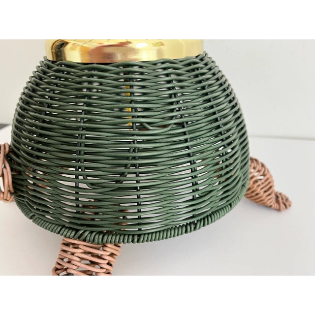 Mid Century Wicker Turtle Lamp & Shell Shade For Sale - Image 9 of 12