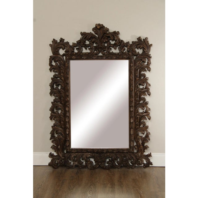 High Quality Large Accent Wall Mirror with Cast Resin Foliate Frame and Beveled Glass