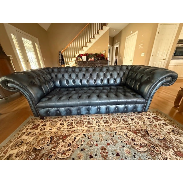English Mid 20th Century English Leather "Chesterfield" Sofa For Sale - Image 3 of 6