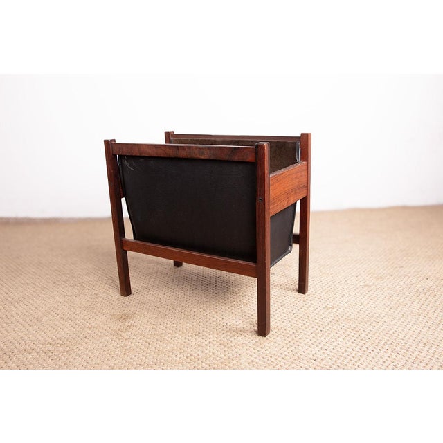 Danish Magazine Rack in Rosewood and Leather, 1960 For Sale - Image 11 of 13