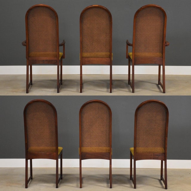 Directional Walnut and Cane Dining Chairs by Milo Baughman - Set of 6 For Sale - Image 4 of 9