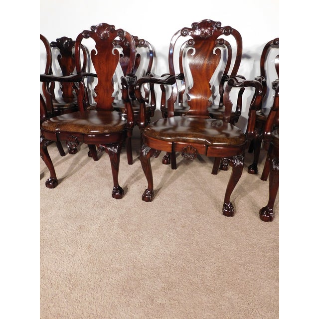 Set of 10 Kindel Winterthur Mahogany Queen Anne Ball Claw Dining Arm Chairs For Sale - Image 16 of 17