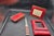 Metal Vintage 1940s Burgundy Leather Desk Accessory Set 4 Pieces For Sale - Image 7 of 8
