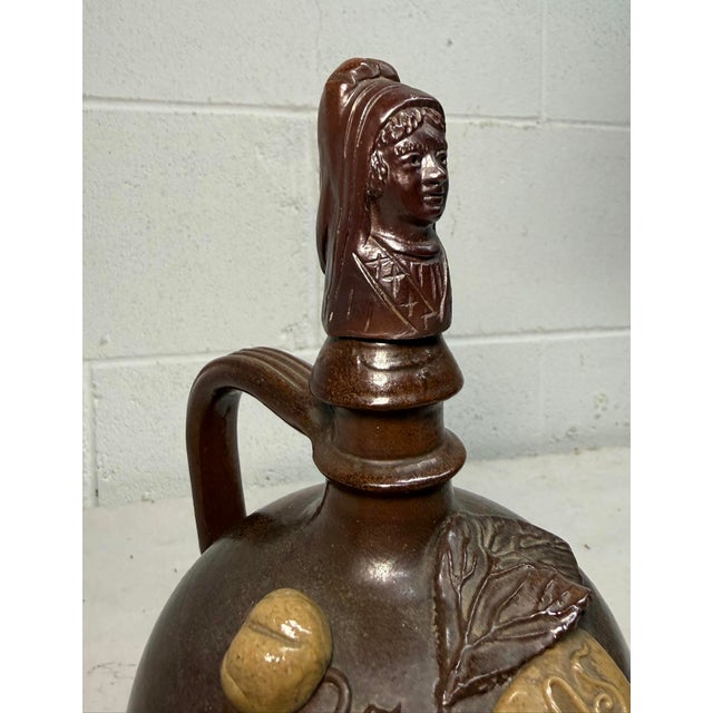 Antique Handmade Figural Calvados French Stoneware Pottery Decanter Flask For Sale - Image 4 of 15
