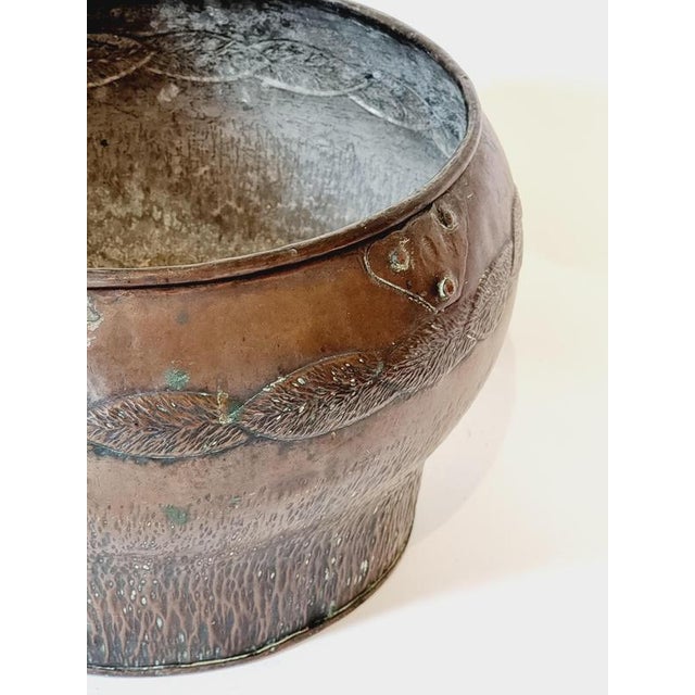 Swedish Jugend Copper Planter with Decor, Early 1900s For Sale - Image 3 of 6