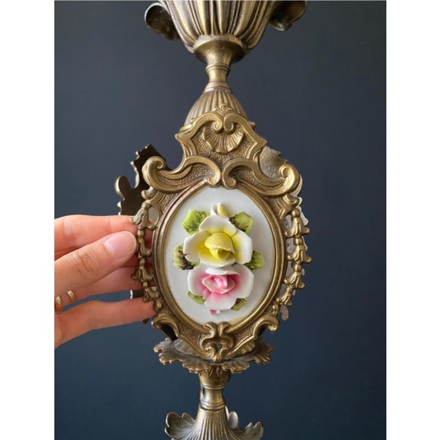 Antique Chandelier with Ceramic Decorations, 1960s For Sale - Image 10 of 14