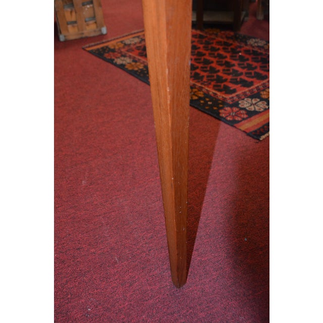 Vintage English Tan / Gold Leather Topped Square Wooden Game or Card Table For Sale - Image 12 of 18