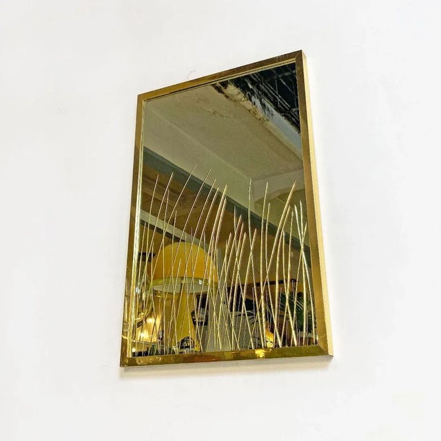 Mid-Century Italian Brass Frame Mirror from Crystal Art, 1950s For Sale - Image 3 of 17