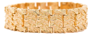 14k Solid Yellow Gold Nugget Link Mens Bracelet