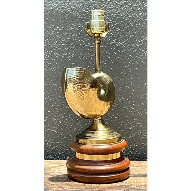 Vintage Brass Nautilus Shell Table Lamp For Sale - Image 12 of 16