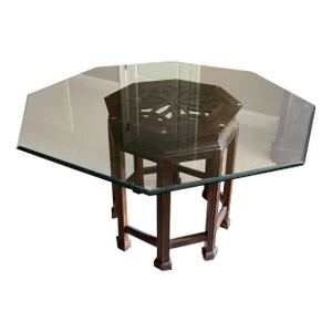 Ethan Allen Octagon Glass Dining Table