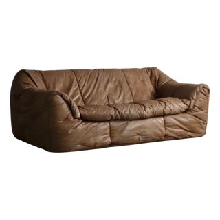 Sloop Sofa in Cognac Leather by Michel Ducaroy for Ligne Roset, 1970s For Sale