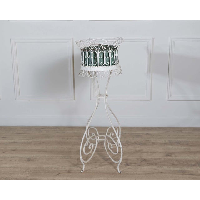 Mid 20th Century Wrought Iron Planter with Scrollwork Stand, 20th Century For Sale - Image 5 of 10