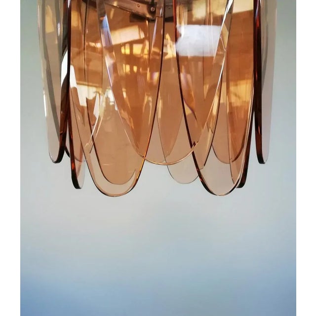 Mid-Century Modern Italian Ground Pink Glass Pendant Lamp from Veca For Sale - Image 15 of 16