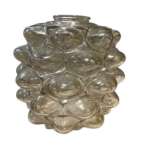 An elegant ceiling lamp from the 60s. The iridescent amber bubble glass shade creates interesting lighting effects. It is...