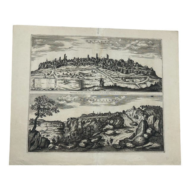 Double-Page Map of Orvieto and Aquapendente, Orvieto Region, 1704 For Sale