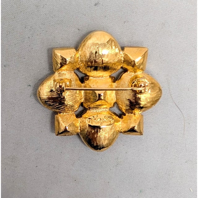 Napier Vintage Signed Napier Swarovski Clear, Faux-Citrine & Amethyst Rhinestones Brooch For Sale - Image 4 of 6