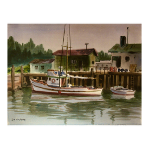 Edward Glafke "Noya River, Mendocino, California" Large Watercolor. C.1970 Painting