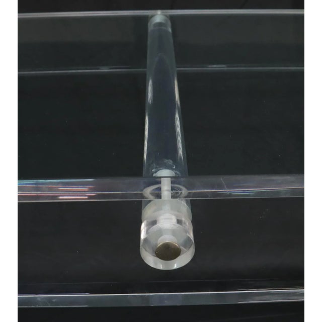 Mid 20th Century Large Long Lucite Base Glass Top Console Sofa Table For Sale - Image 5 of 12