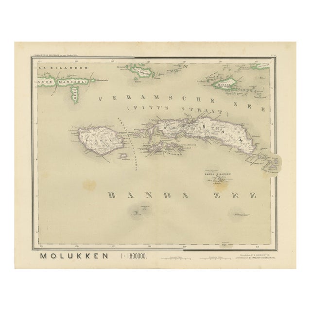 Antique Map of Ceram, Ambon, Banda, Buru and Moluccas from Dornseiffen, 1884 For Sale