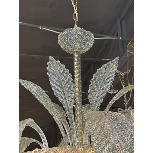 Modern Murano Leaf Form Chandelier in Fontana Green For Sale - Image 4 of 7