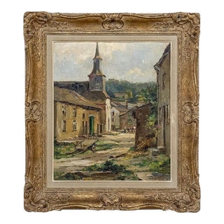 Framed Oil Painting on Panel by Yvette Lichtfus (1925-2014) 'La Foret Sur Semois' For Sale