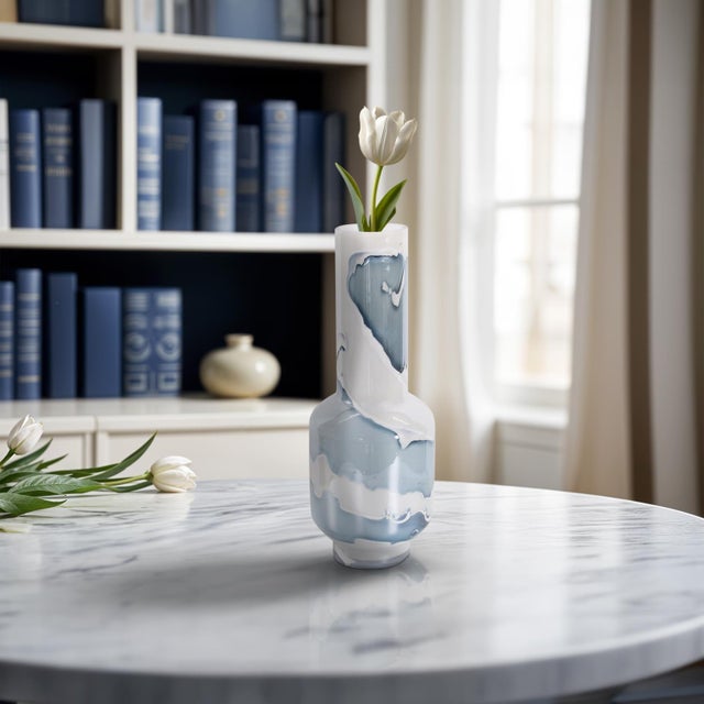 Glacier Bay Layered Cylindrical Glass Vase- Tall For Sale - Image 9 of 10