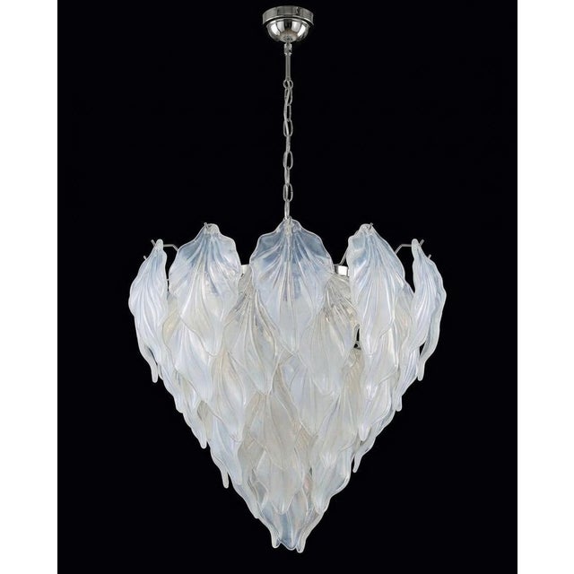 Vintage Opal Leaf Chandelier in Murano Glass, 1980 For Sale - Image 16 of 16