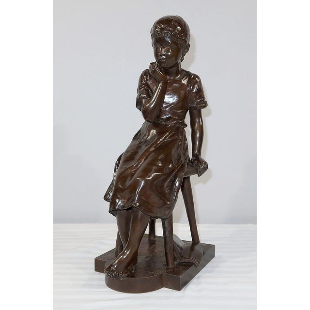 A. Massoulle, Jeune fille assise, Late 1800s, Bronze For Sale - Image 3 of 18