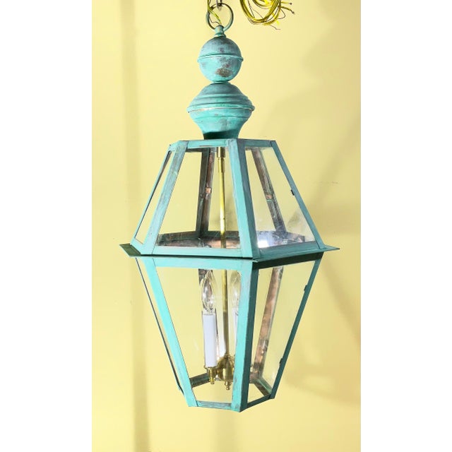 Large Single Solid Copper Hanging Lantern. 27” X 16” For Sale In Miami - Image 6 of 15