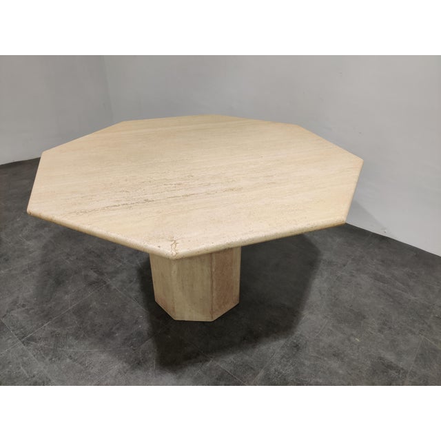 Stone Italian Octagonal Travertine Dining Table, 1970s For Sale - Image 7 of 10