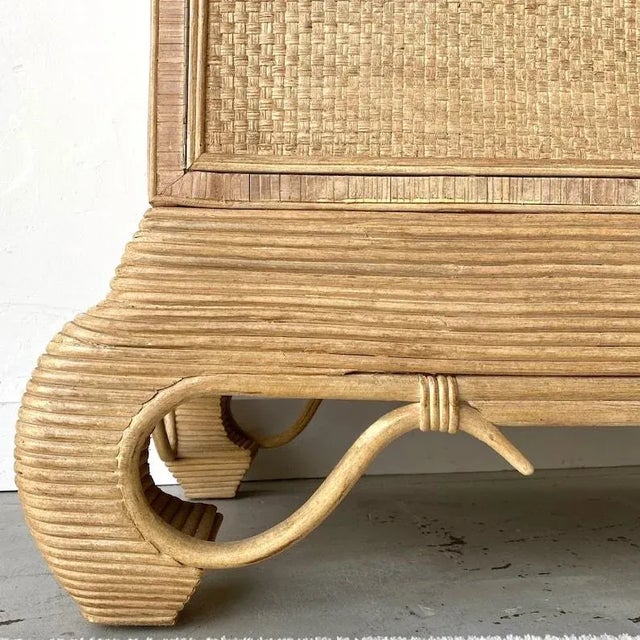 Beige Chinoiserie Rattan Pagoda Style Cabinet With Natural Bent Wood & Pencil Reed Base by Hickory For Sale - Image 8 of 10
