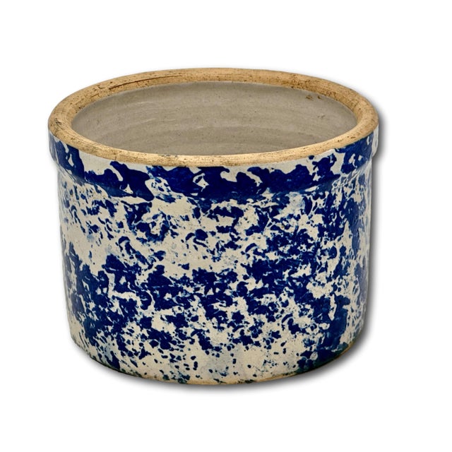 Unusual Antique American Blue Spongeware Decorated Kitchen Beater Jar - Circa Very Early 1900s For Sale - Image 15 of 18