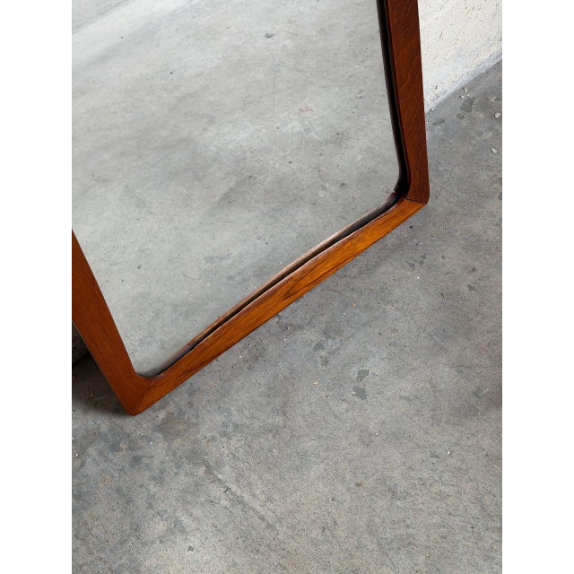 Wood Vintage Danish Modern Teak Wall Mirror Mid Century Scandinavian Entryway Mirror For Sale - Image 7 of 10