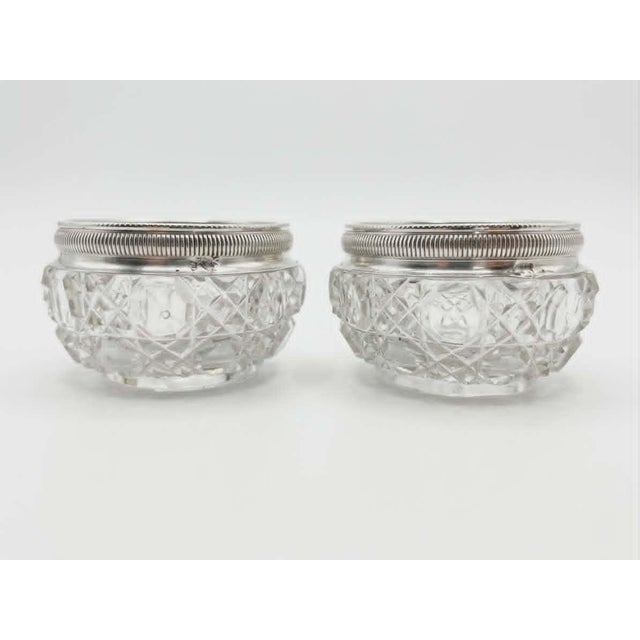 Sterling Silver and Cut Crystal Salt Cellars, 1890s, Set of 2 For Sale - Image 4 of 5