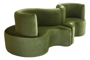 Cloverleaf Sofa in Prada Green Velvet by Verner Panton for Verpan, Denmark, 2000s, Set of 2