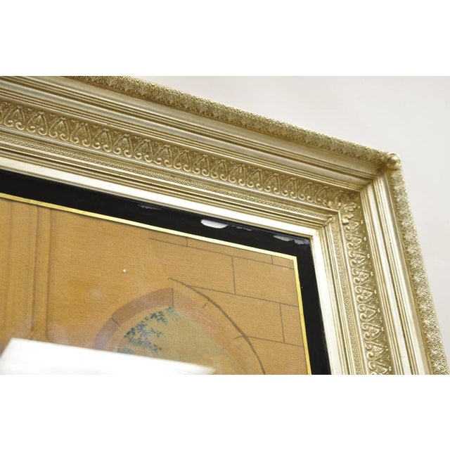 Wood Antique Large Framed Tapestry Textile "Catherine of Aragon and Cardinal Wolsey" For Sale - Image 7 of 12